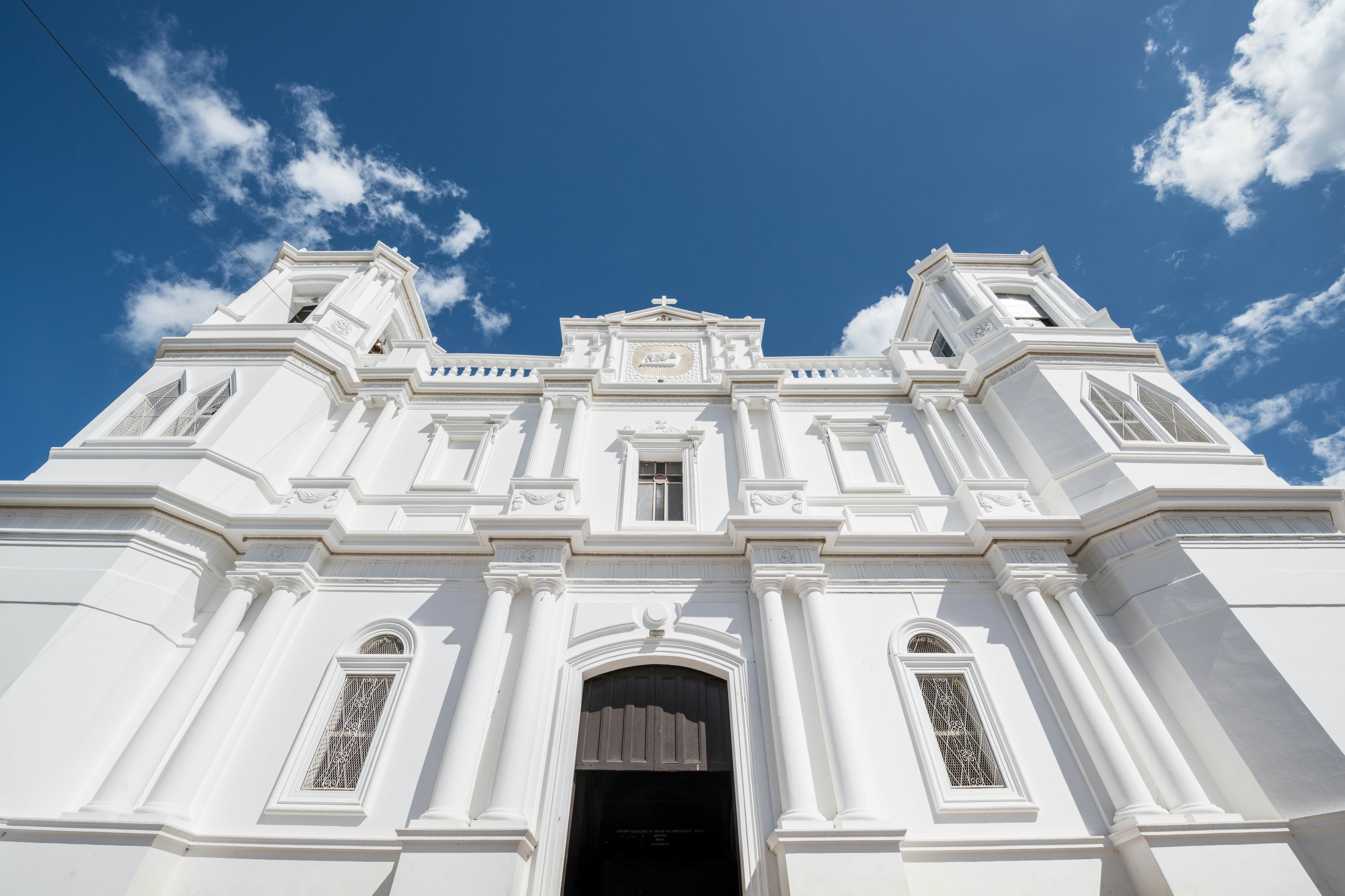 A wide angle view of San Pedro Cathedral in Matagalpa, Nicaragua.